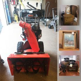 MaxSold Auction: This online auction features Ariens snow blower, furniture such as antique twin bed, dresser with mirror and cedar chest, original oil painting, vintage decor and more!