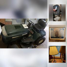 MaxSold Auction: This online auction features SHOP TOOLS: Craftsman band saw, table saw, router, dust collector; Ryobi disk sander; Continental drill press; Rockwell bench grinder; Black and Decker miter and circular saws AND MUCH MORE! FURNITURE: Bedroom suite with two twin captains beds with storage, two chest of drawers, night tables; sofa; bookcases; office furnishings. ELECTRONICS: TVs, printers, scanners, DVD/Cd players; Singer sewing machine. YARD AND GARDEN: Craftsman mower and edger. ART: Many framed nautical themed art pieces, including a shadowbox knot display. Chalkboard on wheels. COLLECTIBLE: LP's, 78 records; Pyrex nesting set of mixing bowls and much more!