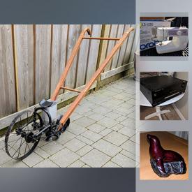 MaxSold Auction: This online auction features seeder, vinyl records, Cordless duo microphones, boomerangs, Travelling pet house, paddles, fire fighter helmet, comics, anti fatigue mats, JVC surround sound system, STOP sign, Brother sewing machine, Grape crusher and much more!