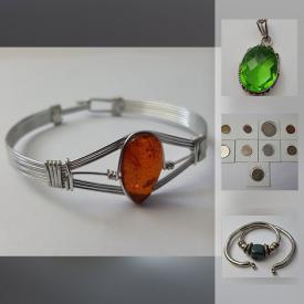 MaxSold Auction: This online auction features jewelry such as sterling silver rings, amber stone bracelet, pendants, coral necklaces and jewelry making supplies, collectible coins, ceramics, vintage books and much more!