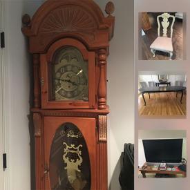 MaxSold Auction: This online auction features furniture such as dining room table, dining chairs, and dresser, Samsung 41” TV, grandfather clock and more.