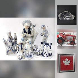 MaxSold Auction: This online auction features ANTIQUE: Crocheted bedspreads; prints; glass bottle. VINTAGE: Early 60's coat and hat; First edition books; prints; blue and white figurines; 10 K gold and opal ring. COLLECTIBLE: Toy cars by makers - Corgi, Ertl; signed Mat Jonasson Orrefors "Loon" paperweight; Glass - Marigold Carnival bowl, art glass; biscuit tins; plates; sports memorabilia; Elvis and Beatles clocks; Fisher Price toys. NEW: Puzzles and games and much more!