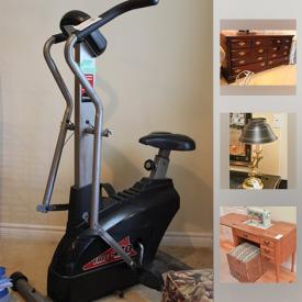 MaxSold Auction: This online auction features sewing machines, shelving, luggage, wall art, lamps, camera, books, rugs, mirrors, exercise bike, VHS tapes and much more!