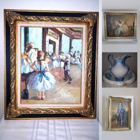 MaxSold Auction: This online auction features Ballet painting, L. Jambon framed art, Pitcher and bowl, Childrens wooden rocking chair, mirrors, A. Stark 1944 oil painting, Ceramic table lamp, Antique light, Allen and Roth cordless blinds, Area rug, Canvas art and much more!