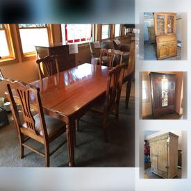 MaxSold Auction: This online auction features beekeeping equipment, antique Scandinavian wood cabinet, antique drop leaf dining table, leather recliner, Kenmore chest freezer, sporting equipment, shower fixtures, dishware, Lenox, crystalware, linens and much more!