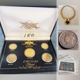 MaxSold Auction: This online auction features COLLECTIBLE: Coins - Proof sets, commemorative, pennies, nickles, dollars; Paper money - Old German Hundert 100 marks, silver certificates, red seals. JEWELRY: 18K, 14k, Sterling silver - rings, bracelets, necklaces, pendants, charms; watches and more! MORE COLLECTIBLES: Danbury Mint trout sculptures; Coca Cola; Tonka; Disney; tins; Elvis; Harley Davidson; Barbie; Beanie Babies; Lenox china Easter eggs; Pez. ART: Vintage Sterling silver 3-D framed artworks; Shirley Gruber oil on board; watercolors. VINTAGE: Reproduction mechanical banks; cameras; International sewing machine. ANTIQUE: Victorian brass coal scuttle. YARD AND GARDEN: Patio table, umbrella, chairs; Toro snowblower and more! TOOLS: Hand/Power/Vintage. CHINA: Johann Haviland "Sepia Rose" dish set plus serving pieces and much more!