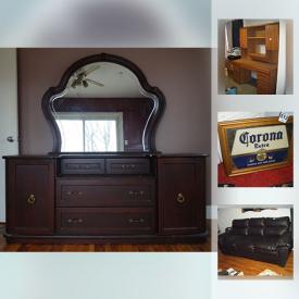 MaxSold Auction: This online auction features furniture, Oilers collectibles, Alpine grandfather clock, lawnmower, yard tools, granite tiles, ladder, soldering gun, costume jewelry, dresser, vanity, books, freezer, lighting, stove, fridge, glassware, prints, hanging mirror, file box, crystal, tins, sewing machine and much more!