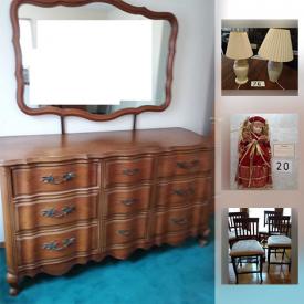 MaxSold Auction: This online auction features FURNITURE: Two china hutches/cabinets; 6 piece bedroom suite and more! COLLECTIBLE: DOLLS - Several AnnaLee characters; plus others designer dolls such as a Seymour Mann; Cabbage Patch; dollhouse furniture. BEARS - Gund; Boyd's. ELECTRONIC: RCA LCD 26" TV and more!