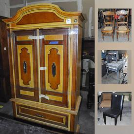 MaxSold Auction: This online auction features shelving, candle holders, doll furniture, DVDs, VHS tapes, glassware, sports equipment, typewriters, tools, scuba gear, golf clubs, entertainment centers, treadmill and much more!