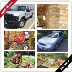 MaxSold Auction: Sometimes you don't need to have a versatile auction to have a successful auction. Lumber sell extremely well though our online process as proven by this Battersea Estate Auction. Also in this auction a 2008 Ford F-250SD truck which sold for over $15,000