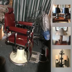 MaxSold Auction: This online auction includes furniture such as IKEA black wood table, antique reproduction chest, and twin-size bunkbed, antiques such as antique chandeliers, antique barber chair, and antique red sleigh, decorative throw pillows, drapery, Labatt Blue beer fridge and much more!