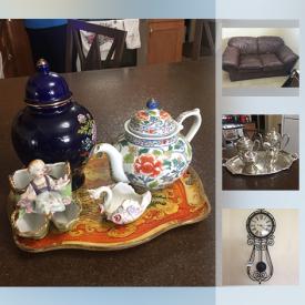 MaxSold Auction: This online auction features teapots, luggage, glassware, coats, wall art, quilts, lawn mower, board games, silver, flatware and much more!