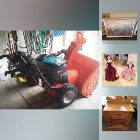 MaxSold Auction: This online auction features collectibles such as Royal Doulton figures, Wedgwood, and crystal, furniture such as display cabinet, vintage blanket box, antique rocker, and parsons chair, art such as oil painting on canvas, framed prints, and watercolour, BMW rims, Ariens snowblower, 8x10 carpet, hand tools, lamps, linens, sports equipment, pressure washer and much more!