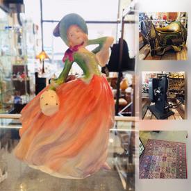 MaxSold Auction: This online auction features Royal Doulton Figurines, sculpture, Noritake Blue Hill 4 piece set, Vintage movie projector, W.H. Grindley and Co. dishes, A.J. Casson print, Persian Woolen Rug, and much more!