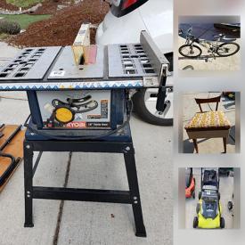 MaxSold Auction: This online auction features Mongoose bike, unicycle, Hot Wheels Cars, antique sewing chair, Wooden stools, Cadet Heater, Electric Mulching Mower, Fishing Poles, Jazz Wind board, 500lb Hand Truck, Bic Sport Wind Board and much more!