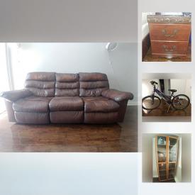 MaxSold Auction: This online auction features Ashley furniture such as a brown leather sofa, couch, coffee table and more, ceramic tower heater, kitchen items, Paw Patrol desk chair, tennis bag, coats, bikes, vacuum, bed frame, mattresses, printer, swivel chair, bathroom storage and much more!