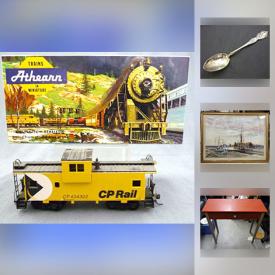 MaxSold Auction: This online auction includes collectibles such as Lionel trains, Limoges, and Aynsley, jewelry such as sterling silver, antique bracelet, brooches, and costume jewelry, art such as signed original watercolour, signed oil on canvas, and photography, furniture such as ovular bar table, patio table, and hall table, Tecumseh lawn mower, stemware, space heaters and much more!