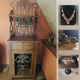 MaxSold Auction: This online auction features Harley Davidson Table, Silver and Turquoise bracelet, One titanium ring, Antique vanity mirror with wood backing, .925 bracelet, hematite necklaces, Simpsons clocks, Old Magazines, Collector Coins and much more!