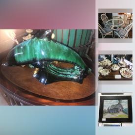 MaxSold Auction: This online auction features Limoges Floral Platter, Windsor Fruit Tea Set By Johnson Bros., Blue Mountain Dolphin Figure, Glass Perfume Bottles, Blue Flower Vases, carnival plates, Royal Albert Rougefield Dish Set, Macintosh Style Bar Stools, Coach Light and much more!