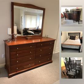 MaxSold Auction: This online auction features Wood Dining Table, Chairs, Buffet, Rosenthal Goblets, Iron Teapot, Pewter Chargers, Sectional Sofa, Durham Bedroom Set and much more!