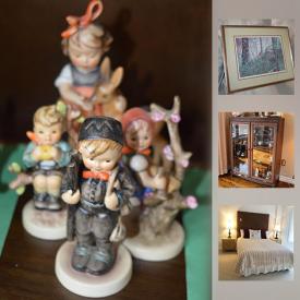 MaxSold Auction: This online auction includes collectibles such as Royal Albert china, Goebel figurines, silver plated items, and crystal,furniture such as Flair sofa, vintage wooden buffet, dresser with mirror, and queen-size bed with bedding, art such as signed and framed prints, original watercolour, and framed oil painting, hand tools, gardening tools, wool area rugs, Craftsman lawn mower, LPs, vintage record player, lamps, glassware, kitchenware, books and much more!