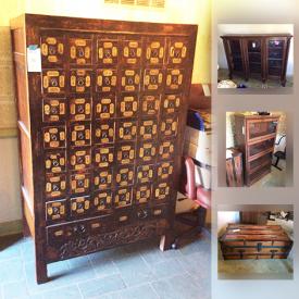 MaxSold Auction: This online auction features Cabinet, Vintage 1950s Mahogany Dining Room Table, Barrister Bookcase, Vintage Trunk, Noritake China, Vintage Wooden Children Desk, Oak Roll Top Desk and much more!