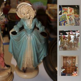 MaxSold Auction: This online auction features furniture such as wooden chairs and end tables, side tables, bookcase, dresser, desk, office chair, china cabinet, futon sofa, collectibles such as vintage Mad Magazines, posters, Precious Moments figurines, vintage Avon figurines, sports memorabilia from the Blue Claws and NJ Devils, PEZ, vintage Lightbrite, comics, dolls and accessories, home electronics such as lamps and fans, Oster microwave, Mr. Coffee coffee maker, Sunbeam mixer, collectible dishware such as Lenox, Spangel, Royal Doulton, and Mitterteich, Danbury Mint plates, Copeland, home decor such as seasonal decor, wall mirrors and framed wall art, fireplace tools, tilting floor mirror, Christian decor, exercise equipment such as boxing gloves, Thighmaster, step platform, Proform treadmill, and stationary bike, and much more!