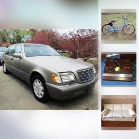 MaxSold Auction: This online auction features 1995 Mercedes Benz S Class , Small Kitchen Appliances, Large Collection of Glassware, Dinnerware, and Cookware, Decorative Boxes, Sleeper Sofa, Toys, Exercise Equipment, Atari 5200, Gameboy, Retro Stereo Cabinet, Treadmill, Books, Upright Freezer, Story and Clark Piano, Vintage Schwinn Women's Bicycle and much more!