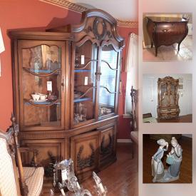 MaxSold Auction: This auction features Mirror, Wing Chair, Candelabras, Lladro Figures, Florence Giuseppe Armani, Stained Glass Chandelier, Asian egg, Asian Stacking Tables, Clock, Original Art, Florentine Plate, Royal Worcester Evesham, Hall Table, Rosenthal Sanssouci China Set and much more!