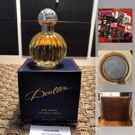 MaxSold Auction: This online auction features Estee Lauder perfume compacts, cosmetics such as MAC, Shiseido, and Clinique, Orrefors decanter with glasses, collectibles such as Royal Doulton and Royal Albert, teak night table, furniture slip covers, window coverings, DVDs, Ty Beanie Babies, costume jewelry, pet supplies, scrap booking supplies, pottery, home decor and much more!