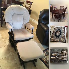 MaxSold Auction: This online auction includes furniture such as electric recliner, Canadel table with chairs, and glider with ottoman, art such as original watercolour and original oil painting, area rug, silver plate items, linens, home health aids and much more!