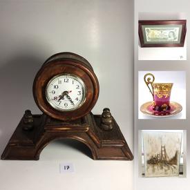 MaxSold Auction: This auction features Framed 1973 One Dollar Bill, Mantle Clock, Fidget Spinners, Glass Vase, Model Boat, Dog Figurine, Hand Painted Glasses, Limoges Plate, Coin Bank, Tenor Banjo, Watercolour, Vintage Macintosh Computer and much more!