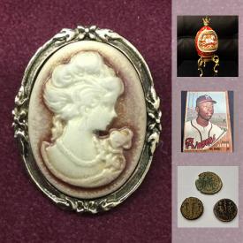 MaxSold Auction: This online auction features Jewelry and Collectibles including Asian Green Jade Carved Dragon Medallion, Jade Beaded Bracelet, Cameo Brooch, Sterling Silver 925 Figaro Link Necklace, 1962 Topps Milwaukee Braves Baseball Card #320 Hank Aaron, Blue Tanzanite Trillion Cut 6.2 Ct Gemstone, Asian Painted 4 Warriors Legend Scroll With Marks, Tanzanite 6ct Main Stone Marked 10kt Woman's Ring, Vintage 1972 Bobby Orr Hockey Card, 1964 TOPPS ST-LOUIS CARDINALS #87 TEAM CARD, Late Roman Bronze Coins and much more!