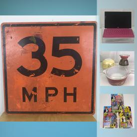 MaxSold Auction: This online auction features vintage toys and collectibles, office equipment and unique items galore. From Star Wars figures to WWF cards, Vintage records, Pyrex, Fire King and more Retro household items. From an authentic CHIPS motorcycle helmet to vintage Metal Highway signs to an emergency vehicles lights. Also includes Computers, Office equipment and much more!