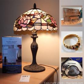 MaxSold Auction: This online auction features 14k jewelry, furniture such as a glass front cabinet, sea grass chest, dining table and chairs, oak buffet, small cabinet, couch, folding table and more , outdoor pergola, costume jewelry, rugs, lamps, shelf and decor, handtruck, CycleOps bike eercise mount, mobility aids, weights, amp, window treatments, patio furniture, clock, oak piano, grill, Lladro figures, power tools, china and much more!