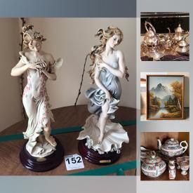 MaxSold Auction: This online auction features collectibles such as Wedgwood, sterling silver, and Lenox, fine bone china such as Nippon, Noritake, and Shelley, furniture such as wood secretary desk, twin trundle bed, and Danker rocking chair, art such as oil on canvas, framed prints, and Egyptian fabric, Nippon camera lenses, porcelain figurines including Armani, Turkish area rugs, books, luggage, Asian decor, gardening tools, vintage vinyls, costume jewelry, antique fountain pens, jewelry making supplies, lamps, power tools, board games and much more!