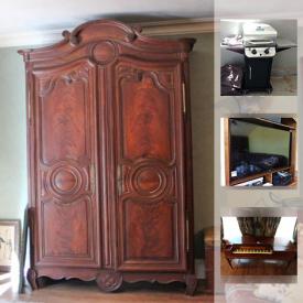 MaxSold Auction: This online auction features flatware, glassware, TVs, outdoor furniture, mirrors, wall art, fireplace tools, rugs, books, recliners, grill, luggage, vacuums and much more!