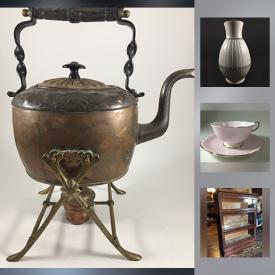 MaxSold Auction: This online auction includes collectibles such as fine bone china, commemorative plates, Hot Wheels, and vintage sports memorabilia, furniture such as barristers bookcase, vinyl and chrome bar stools, and marble top side table, antiques metal grates, vintage cameras, copper teapot, glass serving ware, DVDs, comic books, brass ware, Royal Doulton figurines and much more!