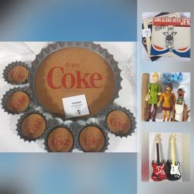 MaxSold Auction: This online auction features vintage coke collectibles, beanie babies, CDs, LPs, DVDs, Scooby doo figures, books, murano glass, George Foreman grill, kitchen decor, RockBand Fender Stratocaster Guitars, shirts, XBOX 360 Band Hero Set, door handles, bags, Nerf and much more!