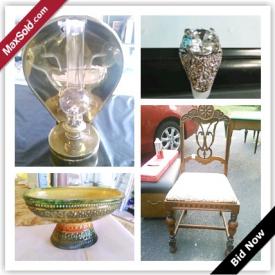 MaxSold Auction: This auction features Ceramic, Wooden Coca-Cola display shelf, Crystal, China, Elks Centennial Liquor Bottle by . J.Beam, Pfaltzgraff China, Mickey Mouse Collectibles, Dr. Seuss Collectibles, Sport Jerseys, Jewellery, Corning Ware, Antique walnut telephone table, Victorian chair maple wood, figurines, Brass Kerosene Lamp and much more!