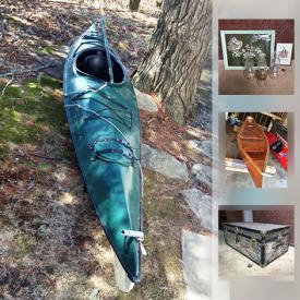 MaxSold Auction: This online auction features Walden Vision Bow kayak, 14’ cedar strip skiff, Craftsman chainsaw, gate leg table, gardening supplies, storage trunk, office supplies, pet supplies, wall art and much more!