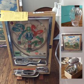 MaxSold Auction: This online auction features crystal roses, wine glasses, china plates, teacups and saucers, DVD's, VHS's, furniture, oil painting, signed prints, vintage camera, figurines, perfume bottles, books, lamps, vases, comics and much more!