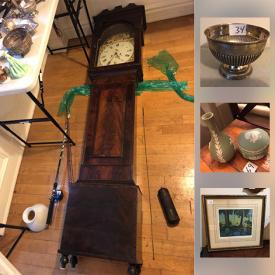 MaxSold Auction: This online auction features grandfather clock, collectibles such as Haviland Limoges, Wedgwood, sterling silver pieces, and Hummel figurines, art such as oil on canvas, watercolour, and signed prints, table lamps, glassware and much more!