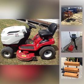 MaxSold Auction: This online auction features MeadowBrook cart, oak garden dollies, riding lawn mower, boating supplies such as Mercury boat motor, anchor chains, marine radio, and fishing supplies, trailers, gardening tools, Brad nailer, hardware supplies, electrical supplies, hand tools and much more!