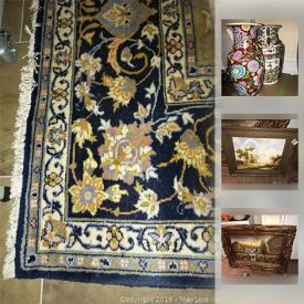 MaxSold Auction: This online auction features Persian Rug, Vases, Vintage Cameras, Tea Set, Cloisonne Tea Set and Vases, Framed Art, Electronics, Glass Trees, Tea Pots, Air Tools, Violin, Rowing machine, Tea cups and much much more!