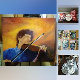 MaxSold Auction: This online auction features "The Colour of Music" by D'Angelo, Robert Bateman Signed Numbered Print, Antique Doctor Baumanometers, DC Comics, Pepsi popcorn tin, vintage Humpty Dumpty chip box, Coca Cola six pack bottle carriers, Insulators, Maple Server, and much more!