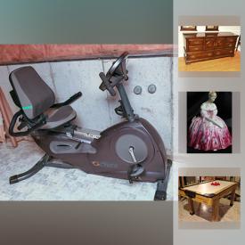 MaxSold Auction: This auction features Pool Table, Air Hockey Table, Royal Doulton Figurines, Mikasa and Noritake Dinnerware, Roxton Bedroom Set, Crystal Figurines, Small Appliances, Framed Art, Music Boxes, Palliser Metal Tables, Curio Cabinet, Recumbent Exercise Bike, LP's and much more!