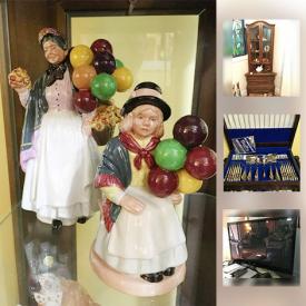 MaxSold Auction: This online auction features Curio Cabinet, Silverware Set, Royal Doulton Figurines, Limoges, Tv, coffee table by Martha Living, Teacups, Buffet, Ceramics, Gibbard dresser, Kitchen Appliances, Coffee Maker, Mixer, Dresser with Mirror, Hummel Figures and much more!