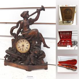 MaxSold Auction: This online auction features Mickey Mouse Disney watches , Antique radio Grigsby Grunow Company Majestic AC Radio Receiver Model 90B, Antique Stained Glass Panel, Ton Klar the Dancla Violin, Pretzel maker, Antique table clock wind up, Antique writing desk, Disney cups, and much more!