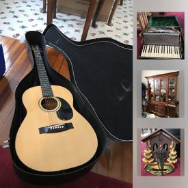 MaxSold Auction: This online auction features acoustic guitars, accordions, figurines, VHS tapes, books, shelving, fishing gear, luggage, crystal, glassware, vacuum, jewelry, china, records, air conditioners, washer and dryer, and much more!